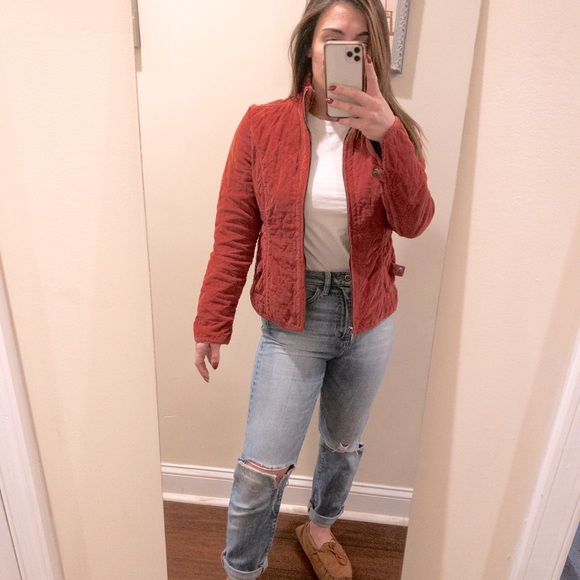 Eddie Bauer Corduroy Quilted Coral Zip-up Jacket - Picture 4 of 11